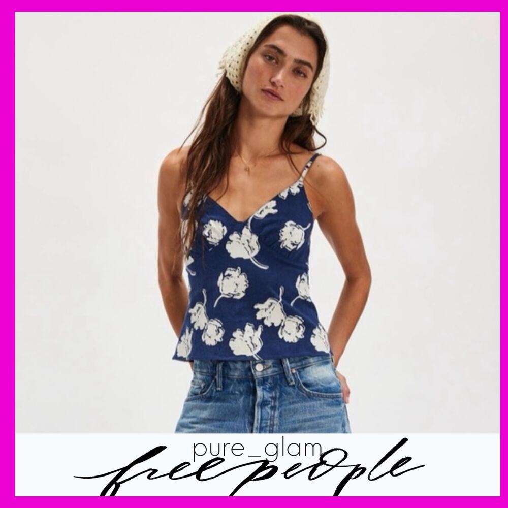 Free People floral top linen blend